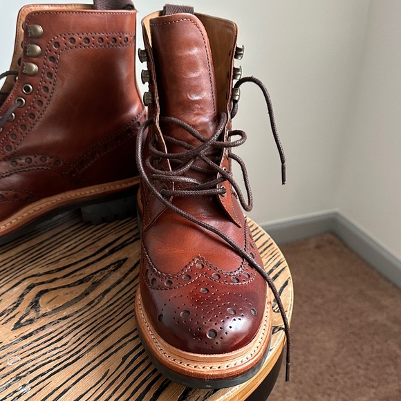 Grenson Rich Brown Leather Brogue Boots main image 11